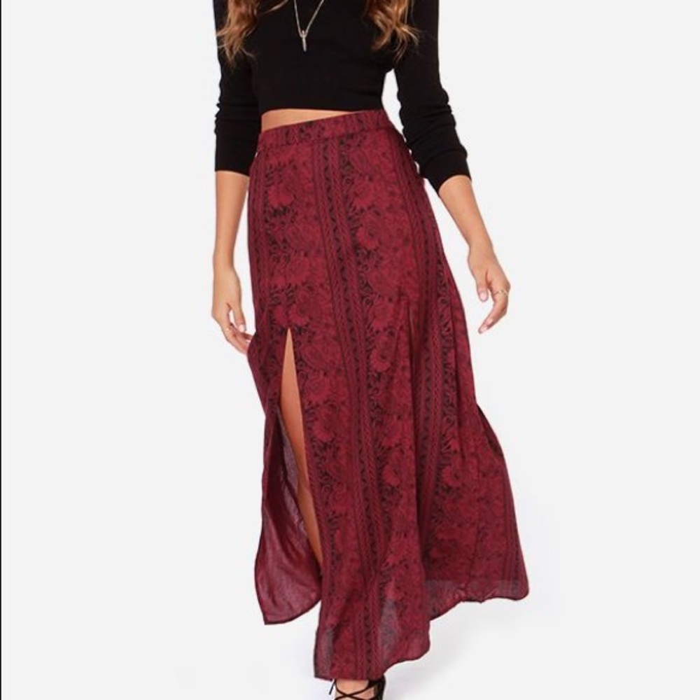 Forever 21 Printed Double Slit Maxi Skirt
